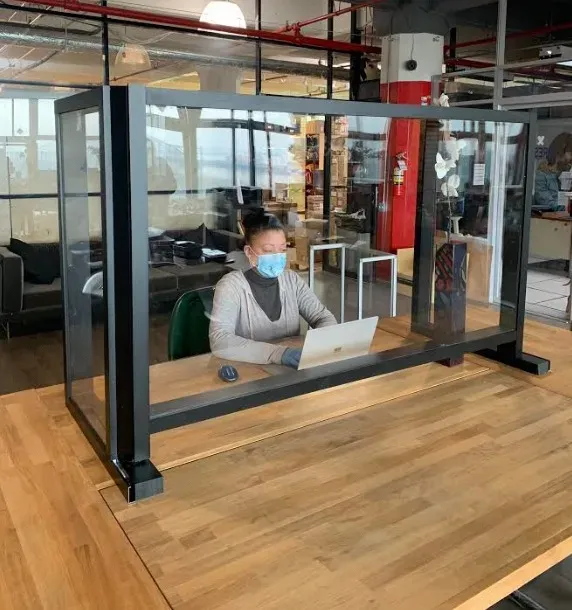 Default 48x16x36, 4" Opening Free Standing Plexiglass and Aluminum Cashier Protection Guard, Black Painted