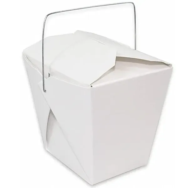 Default Fold-Pak FP16, 16 Oz Take-out Plastic-Coated Paper Containers w/Metal Handle, 500/CS