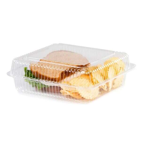 DFI LBH-966, 13.75x10x3.88-Inch, Clear Plastic Hinged Locking Lid Food Container, 100/CS
