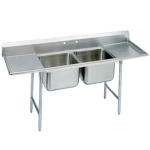 Eagle Group 412-16-2-18, Stainless Steel Commercial Compartment Sink with Two 16-Inch Bowls and Two 18-Inch Drainboards, NSF