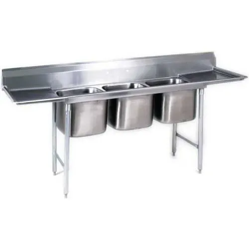 Eagle Group 412-16-3-18, Stainless Steel Commercial Compartment Sink with Three 16-Inch Bowls and Two 18-Inch Drainboards, NSF