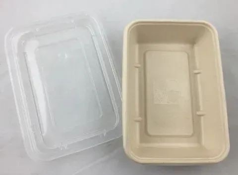 EccoCane EB868, 28 Oz Rectangular PFAS-Free Natural Bagasse Blend Container, 300/CS