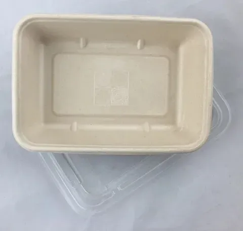 EccoCane EB888, 34 Oz Rectangular PFAS-Free Natural Bagasse Blend Container, 300/CS