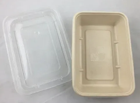 EccoCane EB888, 34 Oz Rectangular PFAS-Free Natural Bagasse Blend Container, 300/CS