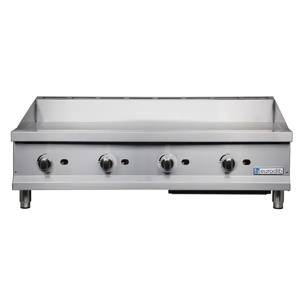 Eurodib T-G48T, 48-inch Stainless Steel Thermostatic Gas Griddle, 120 000 BTU