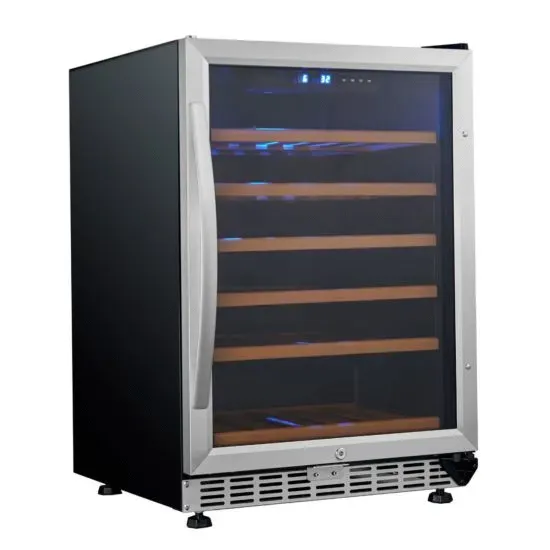Eurodib USF54S, Single Zone Stainless Steel Black Wine Cabinet, 57 Bottles, 100W