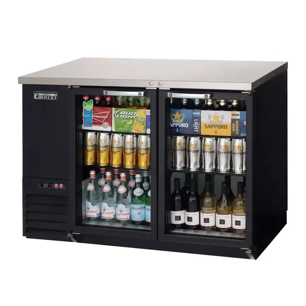Everest Refrigeration EBB48G-24, Black 2 Glass Door Refrigerated Back Bar Storage Cabinet, 115 Volts