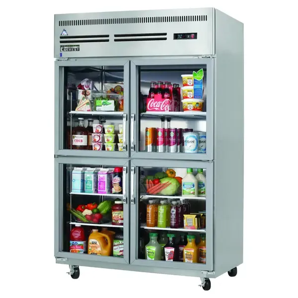 Everest Refrigeration ESGRH4, 49.63-Inch 48 cu. ft. Top Mounted 2 Section Glass Half Door Reach-In Refrigerator