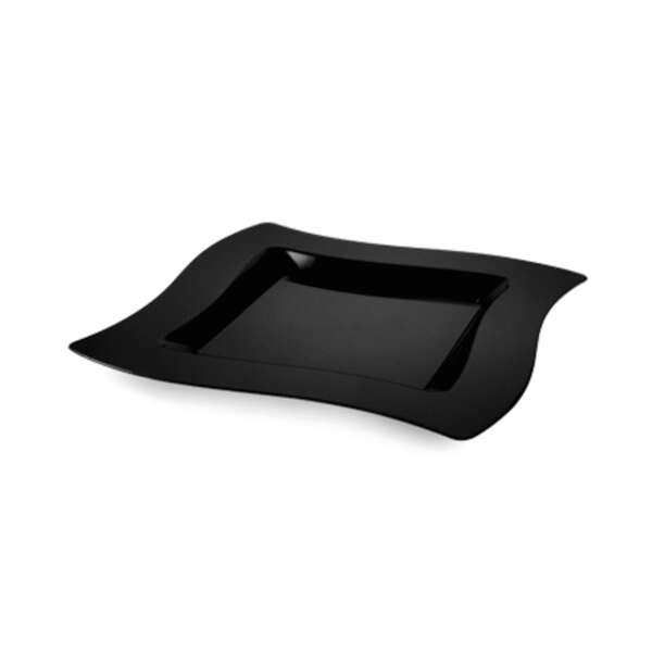 Fineline Settings 106-BK, 6.5-inch Wavetrends Black Polystyrene Square Dessert Plate, 120/CS