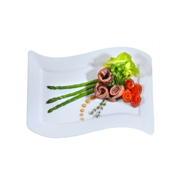 Fineline Settings 1407-WH, 7.5x12-inch Wavetrends White Polystyrene Rectangular Luncheon Plate, 120/CS