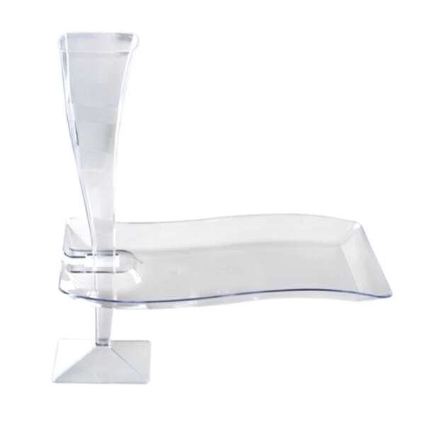 Fineline Settings 1409-CL, 6x9.5-inch Wavetrends Clear Polystyrene Rectangular Cocktail Plate, 120/CS