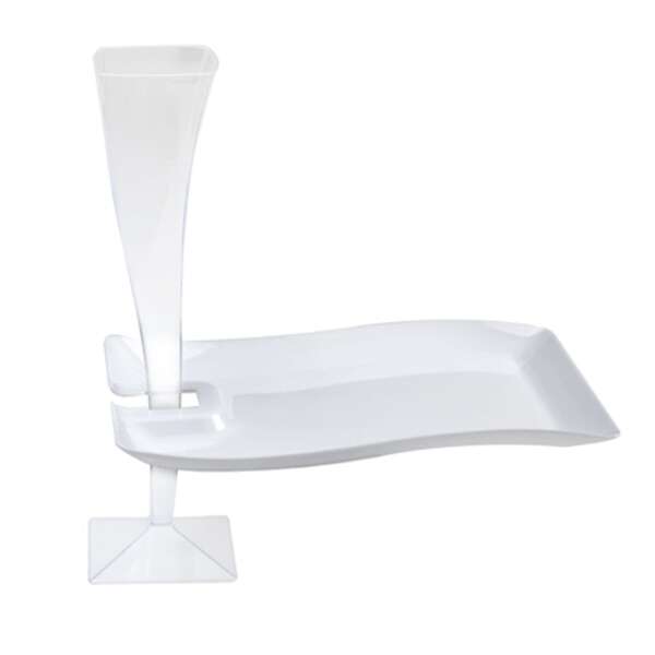 Fineline Settings 1409-WH, 6x9.5-inch Wavetrends White Polystyrene Rectangular Cocktail Plate, 120/CS