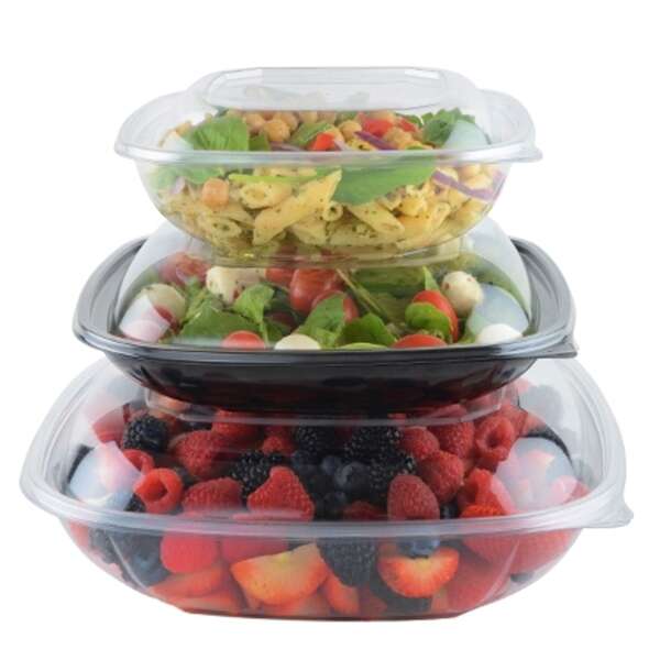 Fineline Settings 15024M-BK, 24 Oz Super Bowl Plus Medium Rectangular Black PET Bowl, 300/CS