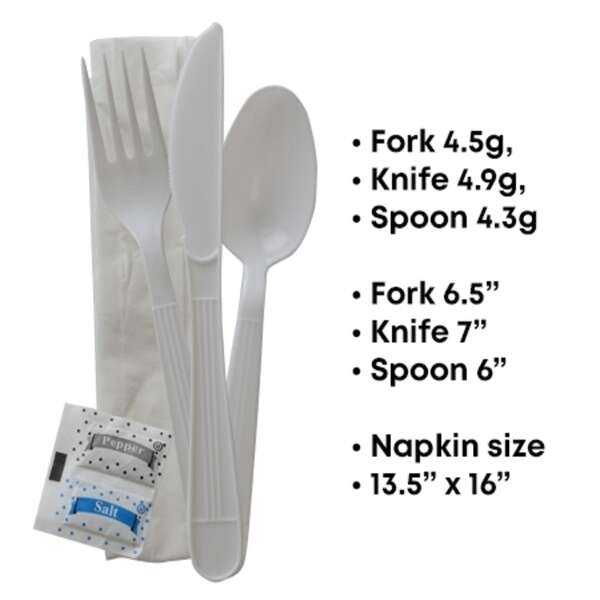 Fineline Settings 17CKFSKPP.BK, ReForm Wrapped Polypropylene Black Cutlery Kit (Fork, Spoon, Knife, Napkin), 250/CS