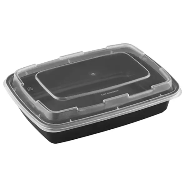 Fineline Settings 17CPRCB28, 28 Oz ReForm Rectangular Polypropylene Takeout Bowl with Lid, 150/CS