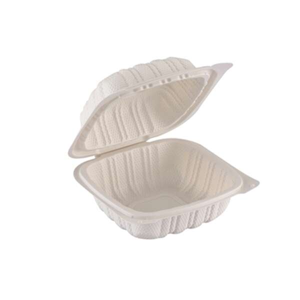 Fineline Settings 17SH6PP.WH, 6x6-inch ReForm Mineral Filled Square Polypropylene Hinged Container, 250/CS