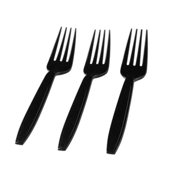 Fineline Settings 2503-BK, 7-inch Flairware Extra Heavy Black Polystyrene Forks, 1000/CS