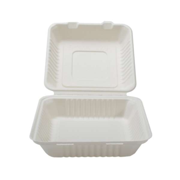 Fineline Settings 42SHDL9, 9x9x3.1-inch Conserveware PLA Lined Bagasse Deep Hinged Container, 200/CS (Discontinued)