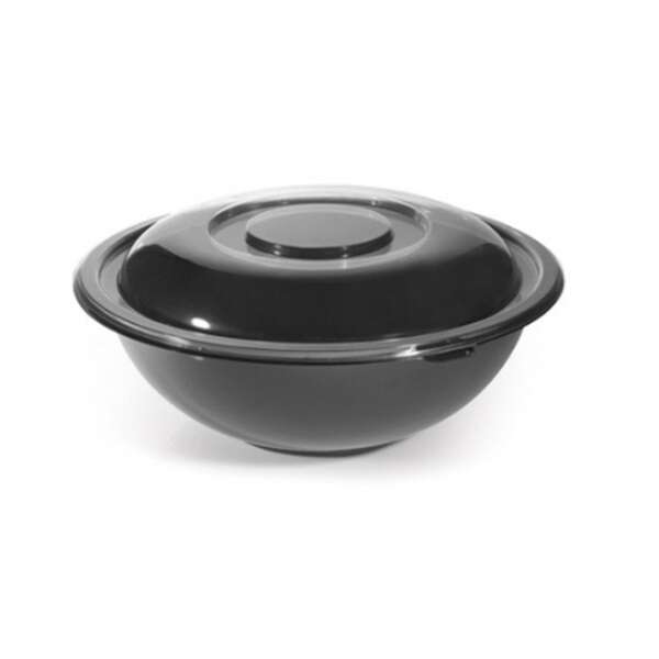 Fineline Settings 5032-BK, 32 Oz Super Bowl PET Black Salad Bowl, 100/CS
