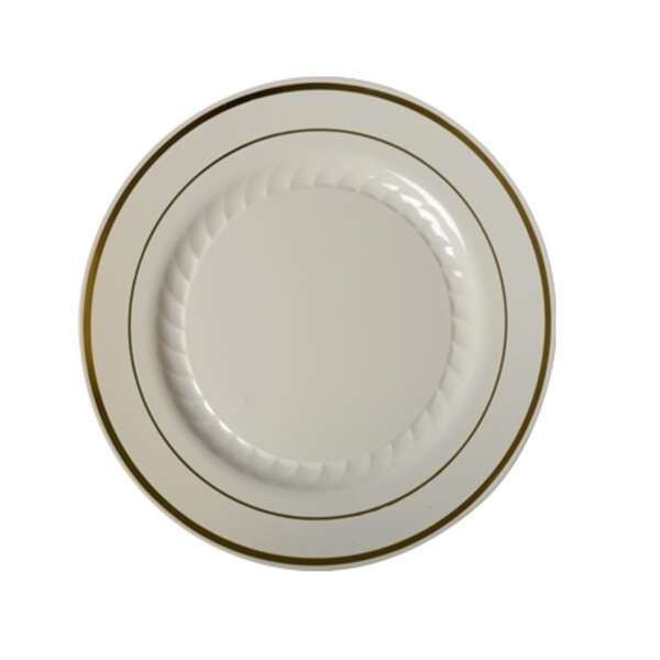 Fineline Settings 506-BO, 6-inch Silver Splendor Bone Plate with Golden Rim, 150/CS