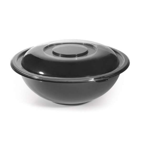 Fineline Settings 5064-BK, 64 Oz Super Bowl PET Black Salad Bowl, 25/CS