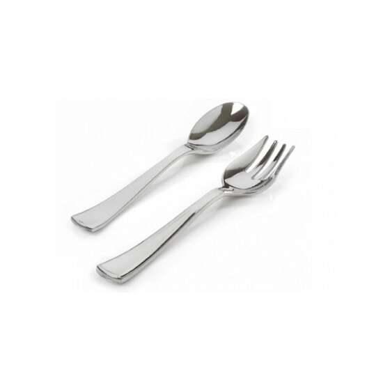 Fineline Settings 714, 3-Piece Silver Secrets Plastic Serving Set, 24/CS