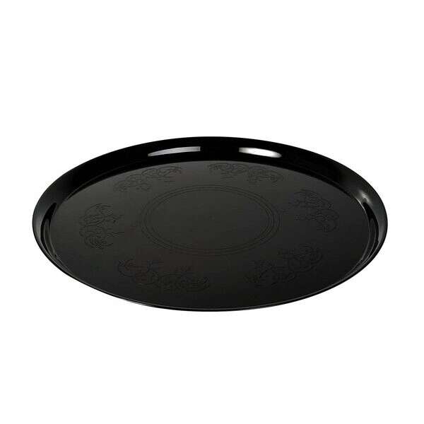 Fineline Settings 7601-BK 16-Inch Platter Pleasers Round Black Plastic Catering Tray, 25/CS