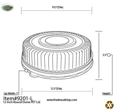 Fineline Settings 9201-L, 12-Inch Platter Pleasers Clear Round Dome PET Lid, 25/CS