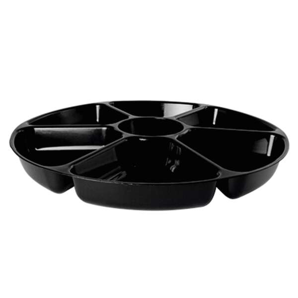 Fineline Settings D18070.BK, 18-inch 7-Compartment Platter Pleasers Black Polystyrene Deep Tray, 12/CS