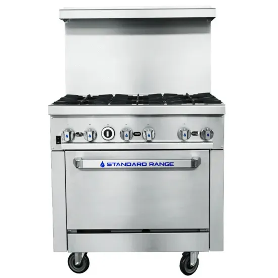 Standard Range SR-CR36, 36-Inch 6 Burner Commercial Gas Range with Convection Oven