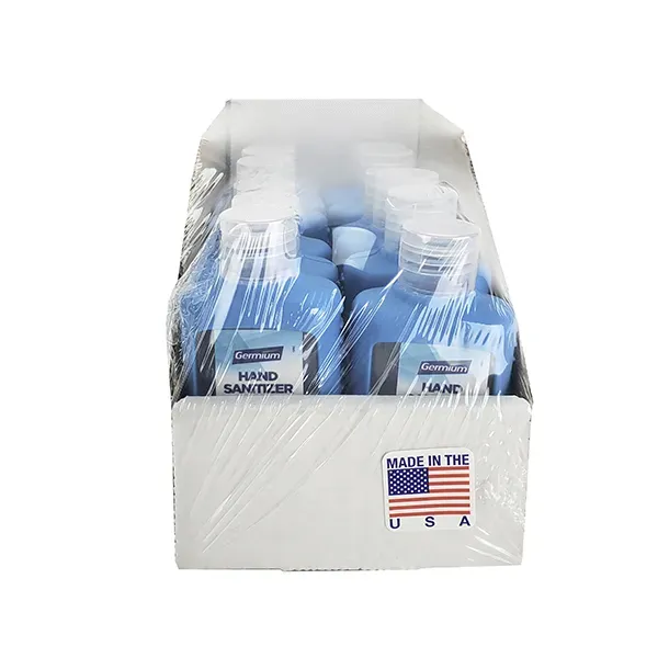 Germium GRB2SBL 2 Oz Silicone Blue Holder Bottle Gel Hand Sanitizer, 70% Isopropyl Alcohol, 14/Tray