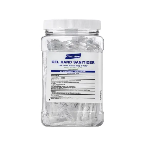Germium GRS580 5-Gram Gel Hand Sanitizer Packets, 70% Isopropyl Alcohol, 80/JAR, 4 JARS/CS