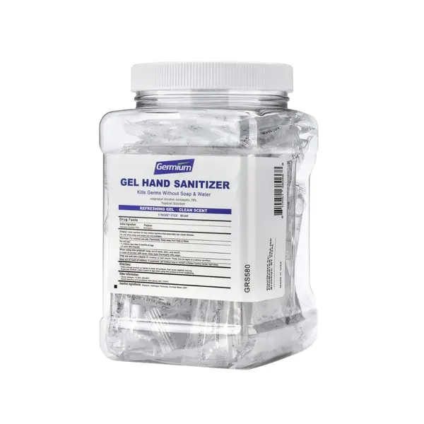Germium GRS580 5-Gram Gel Hand Sanitizer Packets, 70% Isopropyl Alcohol, 80/JAR, 4 JARS/CS