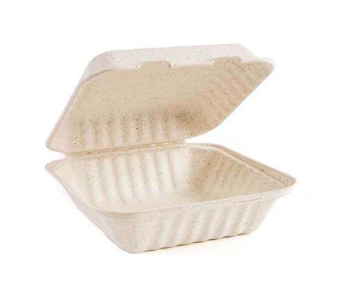 Green Wave OV-B083 8x8x3-Inch Ovation Marbled 3-Compartment Bio Container with a Hinged Lid, 300/CS