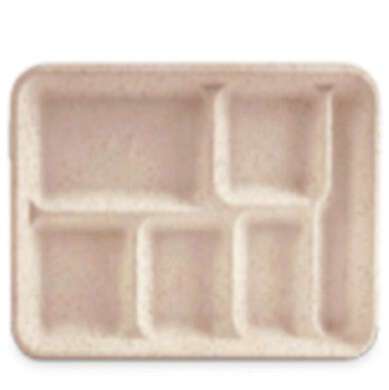 Green Wave International Green Wave OV-T026 Ovation Marbled 6-Compartment Bio Food Tray, 500/CS