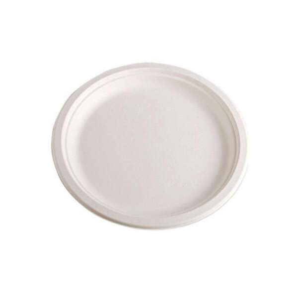 Green Wave PF-EV-P009, 9-Inch Evolution White Bio Bagasse Round Plate, 500/CS