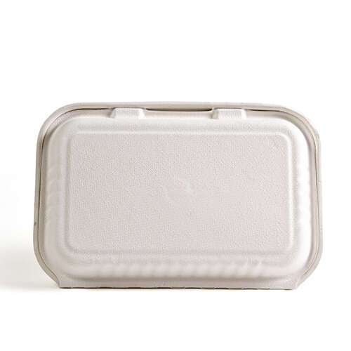 Green Wave TW-BOO-002 9x5x3-Inch Evolution White Bio Bagasse Container with a Hinged Lid, 300/CS