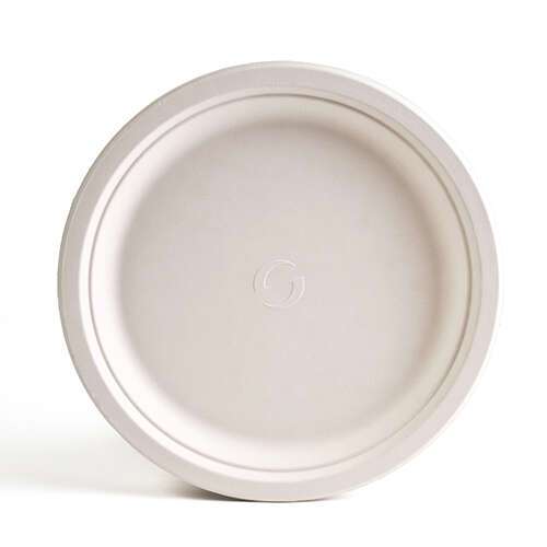 Green Wave TW-POO-004 10" Evolution White Bio Bagasse Round Plate, 500/CS