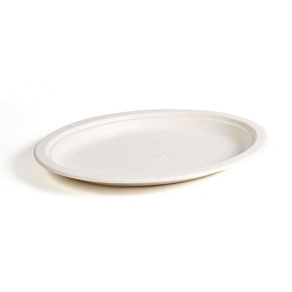Green Wave TW-POO-012 10x12.5-Inch Evolution White Bio Bagasse Oval Plate, 500/CS