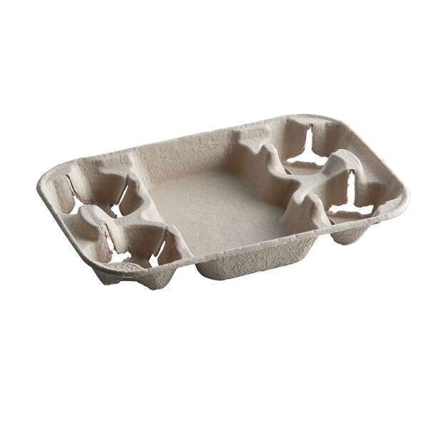 Green Wave International Green Wave TW-TOO-030 Fiber 4-Cup Carrier w/Tray for 8 to 22 Oz. Cups, 250/CS