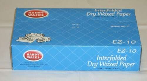 Handy Wacks EZ12C-X, 12x10-3/4-Inch Interfolded Medium Grade Dry Waxed Paper, 500-Piece Pack