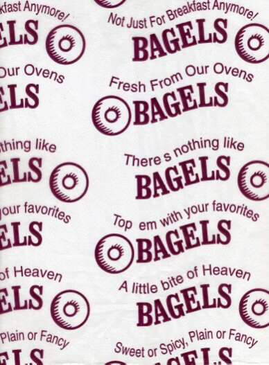 Handy Wacks FDP12BAG, 12x12-Inch White Flat Deli Paper with Bagel Print, 6x1000-Piece Packs