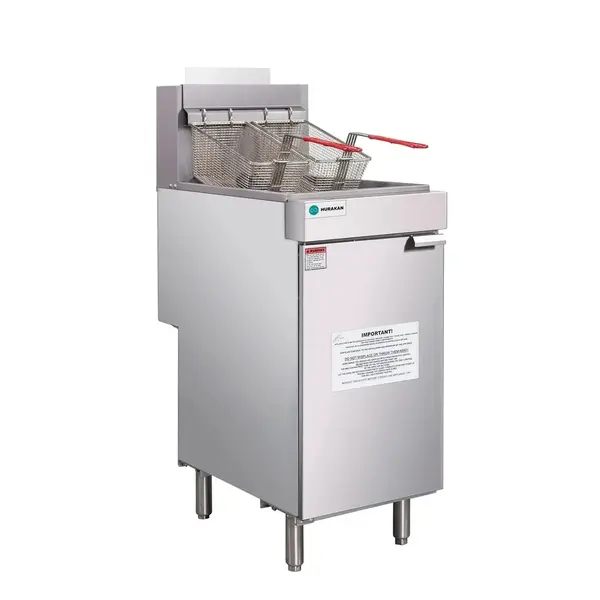 Hurakan HKN-FXF50A, 50 Lb Full Pot Floor Model Natural Gas Fryer, 120000 BTU
