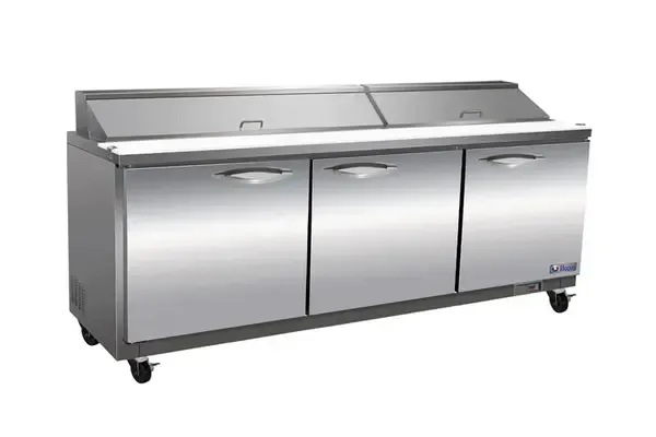 IKON ISP72 72-inch Triple Door Standard Top Refrigerated Sandwich/Salad Prep Table, 18 Pans