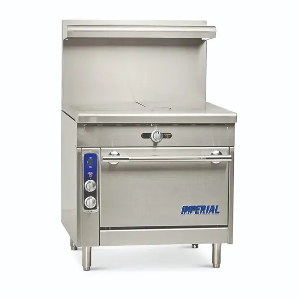 Imperial IHR-2FT-C, 36-Inch Gas Range with Two 18-Inch French Tops and Convection Oven, NSF