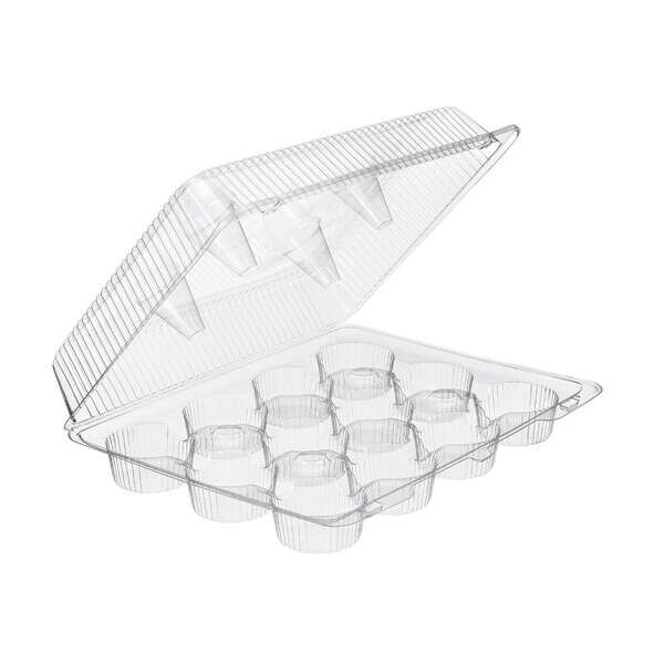 Inline SLP212, 13x10.25x3.38-Inch 12-Compartment Muffin Clear Plastic Container, 100/CS