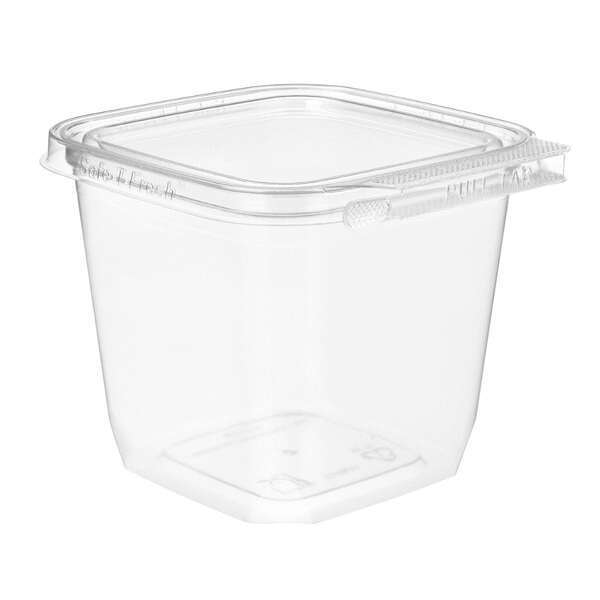 Inline TS4024, 24 Oz Square Tamper Evident Clear PET Plastic Container, 264/CS