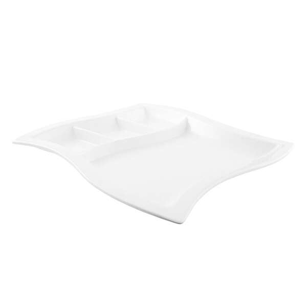 Kadra VL-0620, 13-Inch Vikko Lightning Porcelain White 4 Sectional Wave Plate, 12/CS