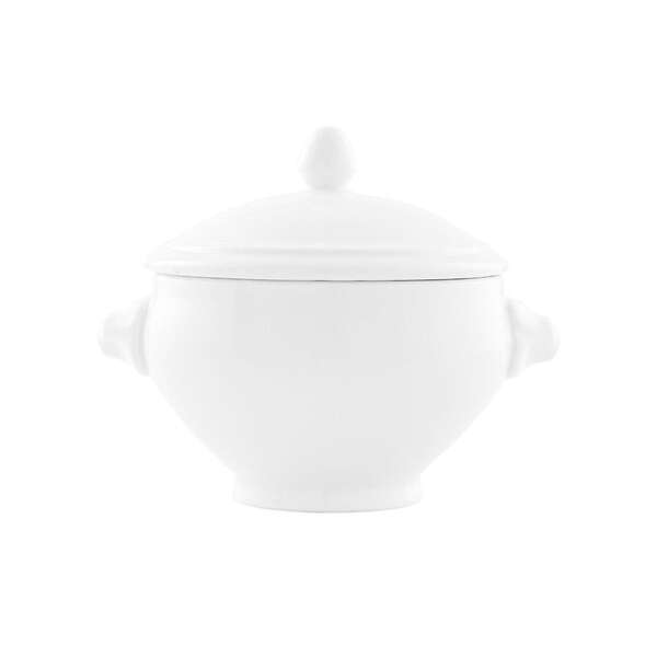 Kadra VL-0780, 14 Oz Vikko Lightning Porcelain Round Lion White Soup Bowl with Cover, 24/CS