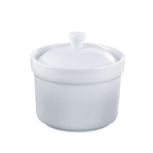 Kadra VL-0793-2, 10 Oz Vikko Lightning Porcelain Modern White Soup Bowl with Cover, 48/CS